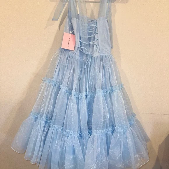 Wild Rose & Sparrow Siena Dress Blue Corset Tulle Mini L NWT Fairy - Picture 14 of 16